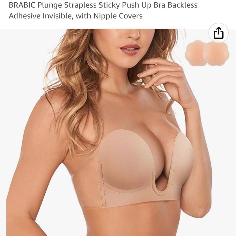 Brabic sticky bra adhesive backless strapless bra 2XL 36DD
